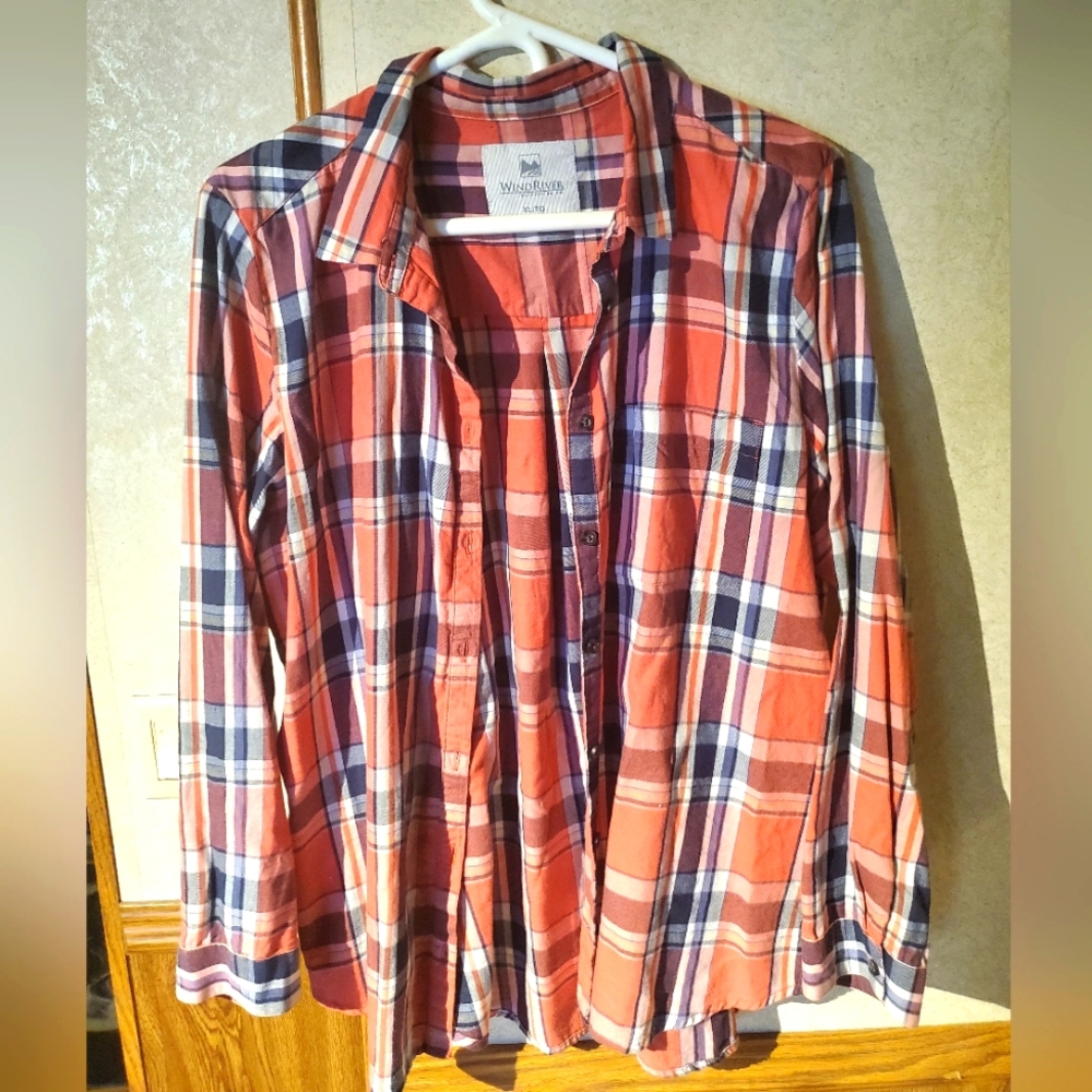 WindRiver Pink Plaid Button Down Top